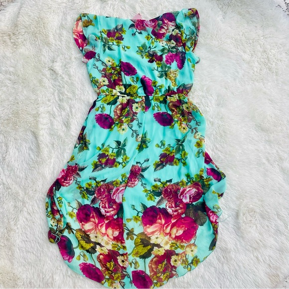 Romeo & Juliet Couture Mint Green Floral Hi Low Dress | Size L | NWT - Picture 8 of 9